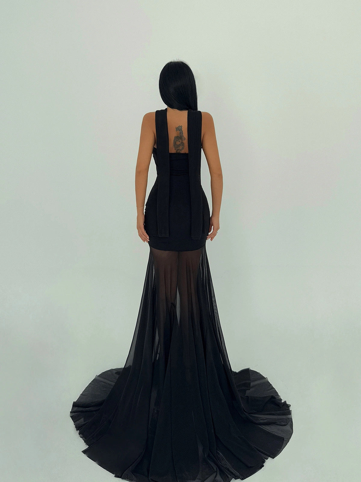 Black Sheer Mermaid Gown