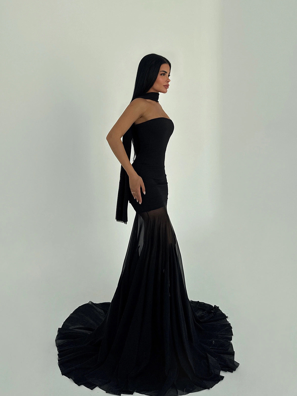 Black Sheer Mermaid Gown
